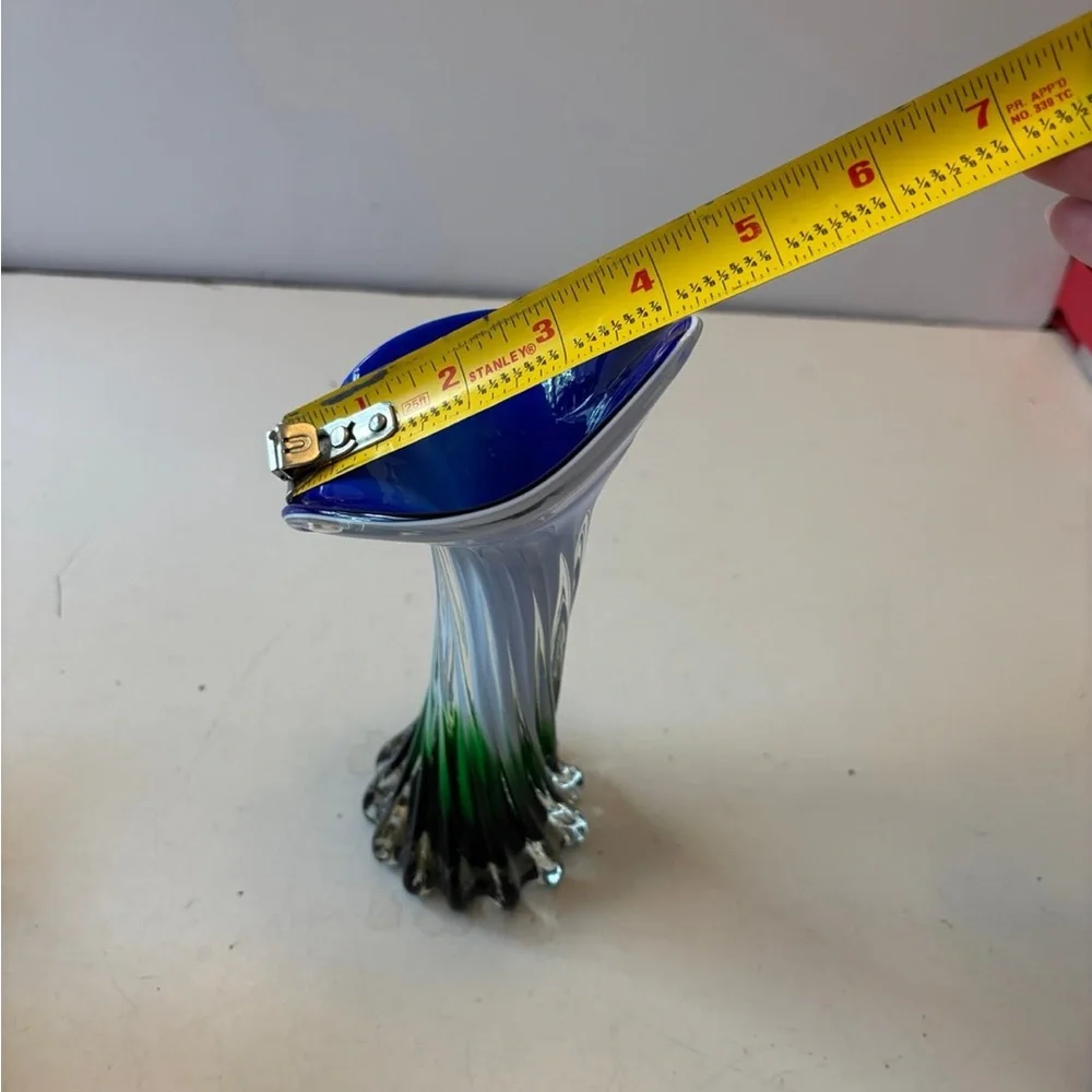 Vintage Jack in the Pulpit Calla lily vase, Murano Glass style 8”